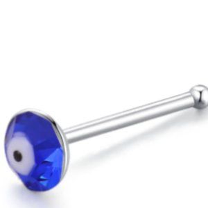 Silver Turkish evileye nosering 22 gauge